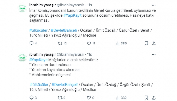 İmar yasasına takılanlardan Cumhurbaşkanı Erdoğan a çağrı: Yapı kayıt düzenlemesi bekliyoruz!