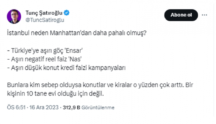 İstanbul neden Manhattan dan daha pahalı?