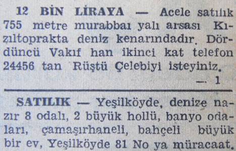 1943 yılında 755 metrekare yalı arsası 12 bin liraya satılacakmış!