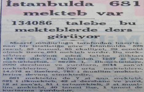 1941 yılında İstanbul'da 681 tane okul varmış!