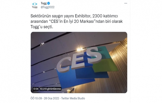 TOGG da müthiş gelişme! CES in En İyi 20 Markası ndan biri oldu!