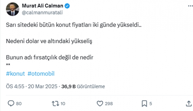 Sarı sitede konut fiyatları iki günde arttı!