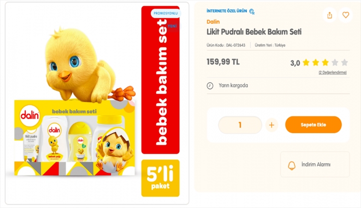 Ebebek Dalin ürünlerinde geçerli 2. Ürüne net yüzde 40 indirim uyguluyor. İşte 25 Eylül ebebek fiyat listesi