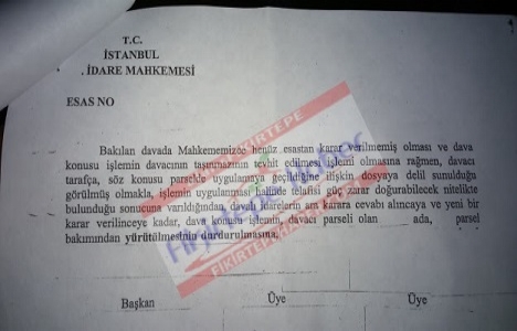 Fikirtepe Vartaş adasında, resen tevhide Mahkemeden durdurma!