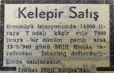 1948 yılında Erenköy de 30 odalı ahşap konak 31 bin liraya satılacakmış!