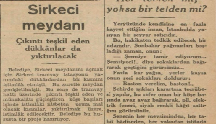 1942 yılında Sirkeci Meydanı'ndaki dükkanlar tramvay yolundan dolayı yıkılacakmış!