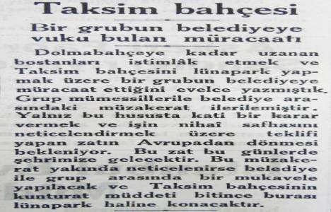 1932 yılında Taksim Parkı lunapark yapılacakmış!