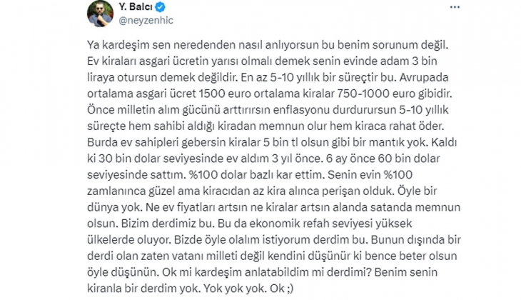 Kiralar asgari ücretin yarısına düşmeden refah olmaz önerisi: Şu an mütevazı bir ev kirası 2 asgari ücret seviyesinde!