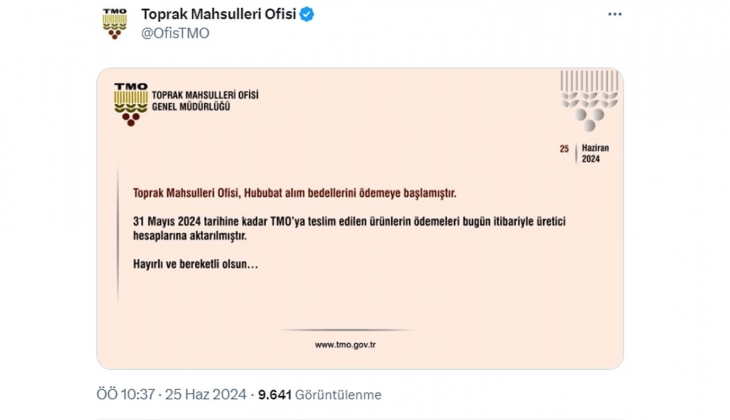 Çiftçilere müjde, TMO o paraları yatırdı: Ton başına en az 7.250 TL! Hemen hesaplarınızı kontrol edin!