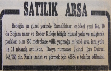 1952 yılında Suadiye de 15 bin liraya villa arsası!
