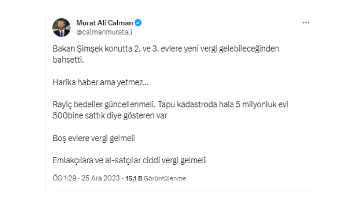 Gayrimenkul yatırımcıları dikkat! İkinci evi olanlara ek vergi sinyali!