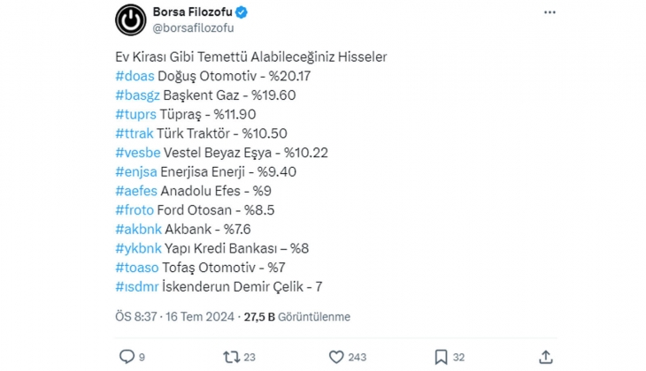 Ev kirası gibi temettü alabileceğiniz 12 hisse! 