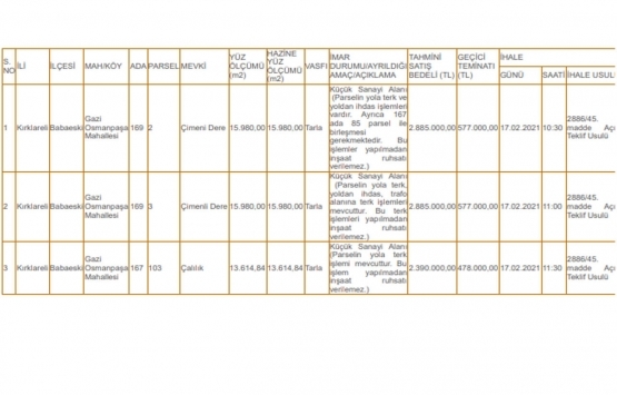 Kırklareli Babaeski de 8.2 milyon TL ye satılık 3 arazi!