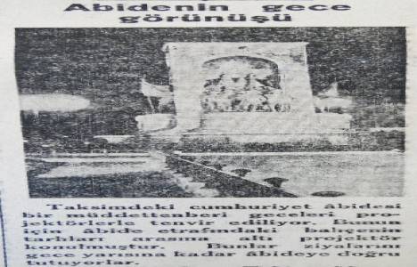 1931 yılında Taksim Cumhuriyet Anıtı'nın gece görüntüsü! 