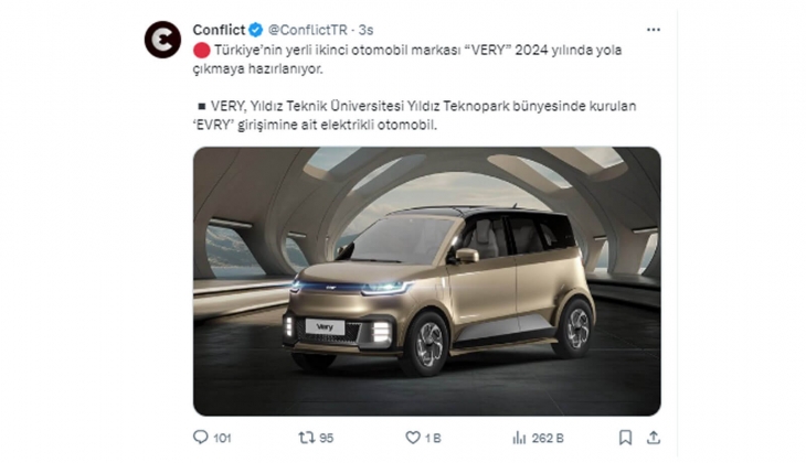 Türkiye’nin yerli ikinci otomobili elektrikli VERY bu yıl yola çıkıyor!