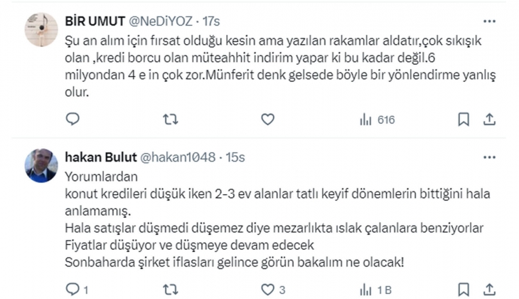 Analistten konutta yüzde 30-40 düşük fiyat teklif edin önerisi geldi: Sosyal medyada yorum yağdı!