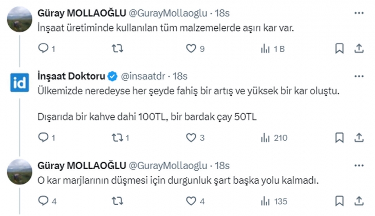 60 milyon TL olan apartman maliyeti, enflasyonla 100 milyon TL ye yükseliyor: Konut fiyatları düşmez!