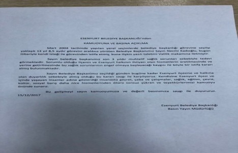 Esenyurt Belediye Başkanı Necmi Kadıoğlu istifa etti!