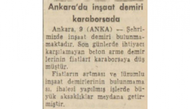 1954 te Ankara da inşaat demiri karaborsaya düşmüş!