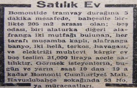 1947 yılında Kozyatağı nda 180 dönüm arazi satılacakmış!
