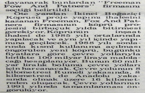1983 yılında İkinci Boğaziçi Köprüsü nün ilk ihalesi yapılmış!