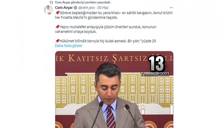Deva Partili Cem Avşar: Kiralara yüzde 25 bitiyor ama ellerinde çözüm adına hiçbir şey yok!