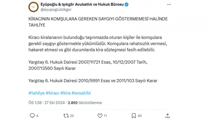 Komşulara saygı göstermeyen kiracı tahliye edilebilir mi?