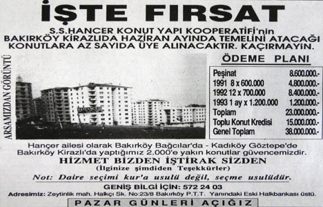1991 yılında Kirazlı da 38 milyon liraya daire!