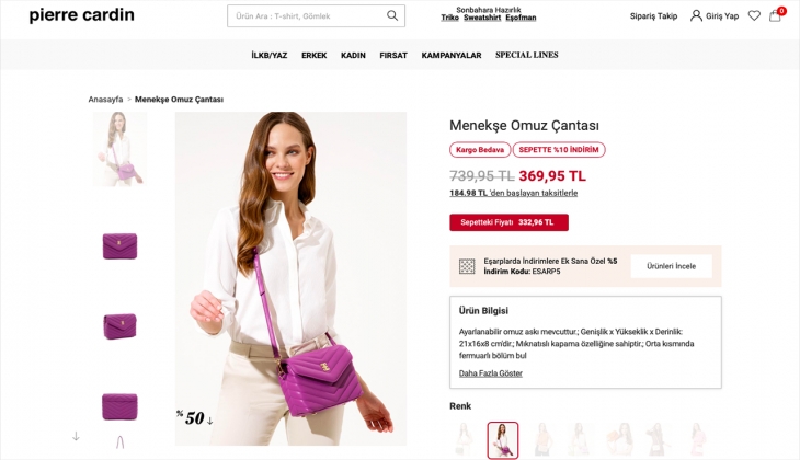 Pierre Cardin Kadın çantalarda net yüzde 50+ sepette yüzde 10 indirim fırsatı! Pierre Cardin 20 Eylül 2022 Fiyat Listesi