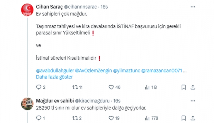 Mağdur ev sahibi: 1.5 sene önce dava açtım, 2 nci duruşma hala görülmedi! Dava ve istinaf sürelerine çözüm istiyoruz!