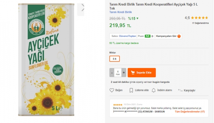 Rusya dan ayçicek yağı taşıyan gemi geldi! Marketler fiyatlarda güncellemeye gitti! İşte 2022 fiyat listesi...