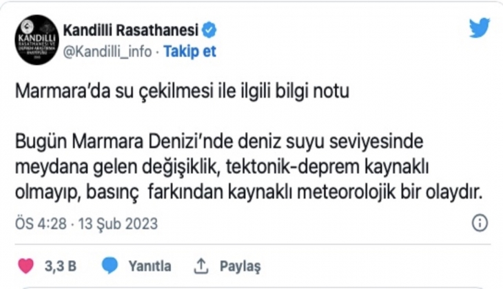 Marmara da sular çekildi! Kandilli Rasathanesi açıklama yaptı!