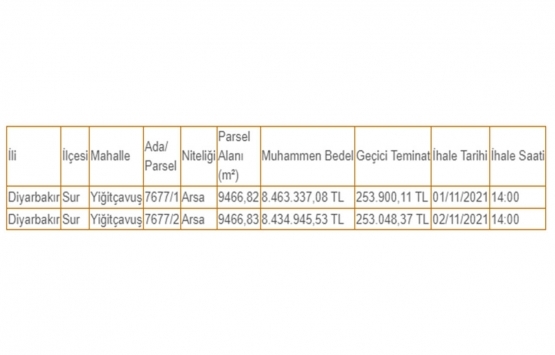 Diyarbakır Sur da 16.9 milyon TL ye satılık 2 arsa!