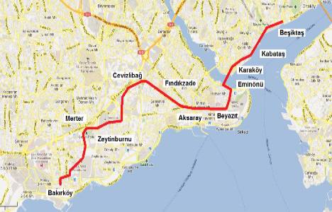 Kabataş Bağcılar arası tramvay durakları!