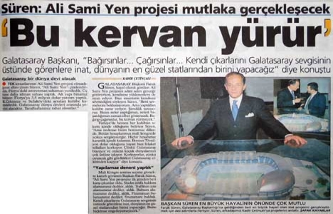 1999 yılında Ali Sami Yen projesi mutlaka gerçekleşecek!