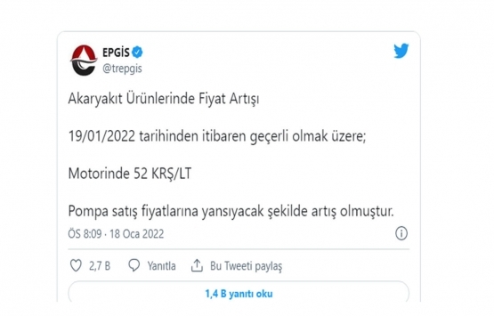 Motorine 52 kuruş zam geldi!