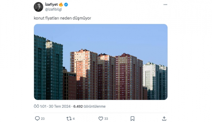 Sosyal medyada konut fiyatları çıkarması: Vatandaşlar Konut fiyatları neden düşmüyor? sorusunu yanıtladı!
