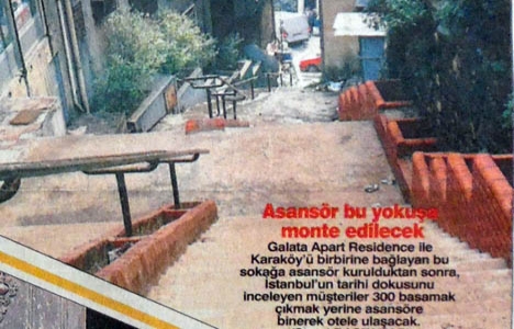 1997 yılında Karaköy'den Kuledibi'ne asansör!