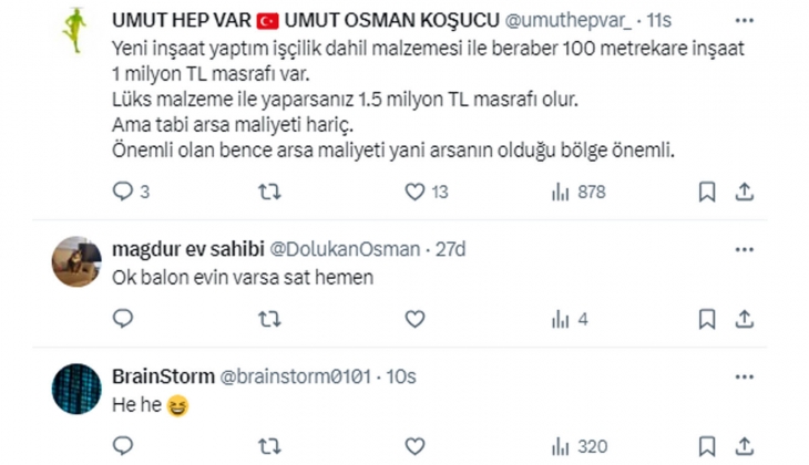Büyükşehirlerdeki 1-5 milyon TL arasında olan 2+1,3+1 evler değerinde, geri kalanı balon!