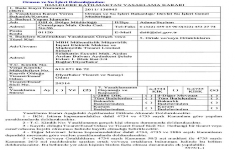 Orman ve Su İşleri Bakanlığı ndan MHB İnşaat a ihale yasağı! 