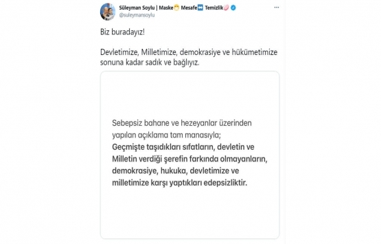 Süleyman Soylu dan, 103 emekli amiralin açıklamasına tepki!