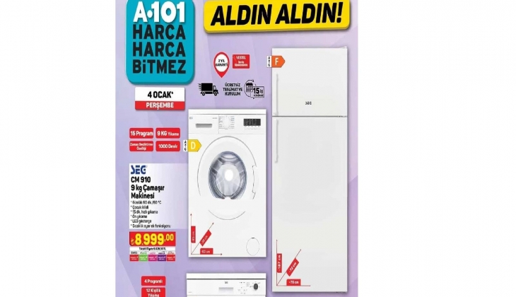 A101 de haftalık kampanyalar devam ediyor! Temizlik ürününden, elektronik eşyalara kadar fırsat ürünler...