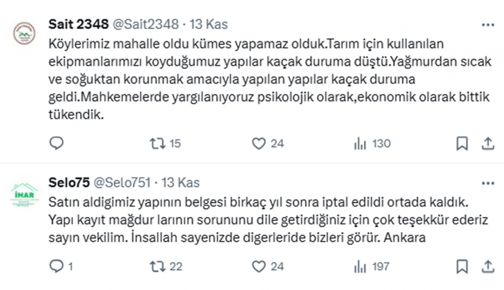 Milletvekili Hasan Öztürk: Yapı kayıt belgeleri sonradan iptal edilenlerin mağduriyeti en kısa sürede çözülmeli!