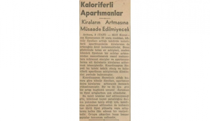 1942 yılında kaloriferli evi olan ev sahipleri kiraları artırmak istemiş! 