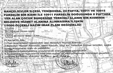 Yenibosna belediye hizmet alanı imar planı askıda!