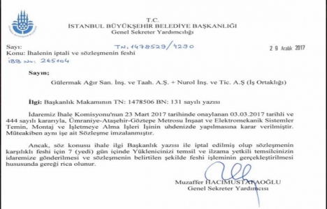 Ümraniye-Göztepe Metro ihalesinin iptali isteniyor!