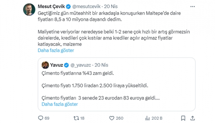 Müteahhitler konut fiyatlarında hızlı artış beklemiyor!
