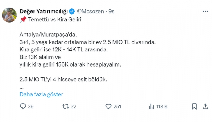 Temettü mü, kira geliri mi? Kira geliri için alınan 2 nci konutta büyük riskler var!