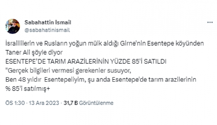 Yabancılar Kıbrıs ın tarım arazilerine hücum etti, yüzde 85 i satıldı!