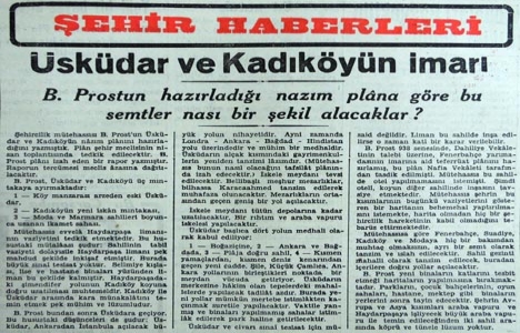 1940 yılında Prost, Üsküdar ve Kadıköy ün nazım planını hazırlamış!